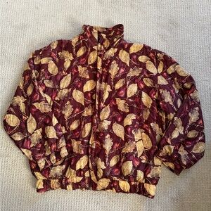 Shanghai Silk Vintage Oversized Floral Bomber Jacket - Burgundy and Gold